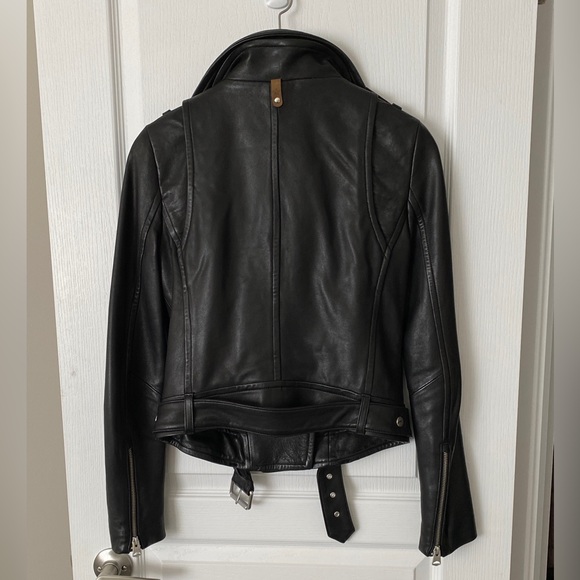 Mackage black biker leather jacket sz xs xsmall preloved - Picture 2 of 3